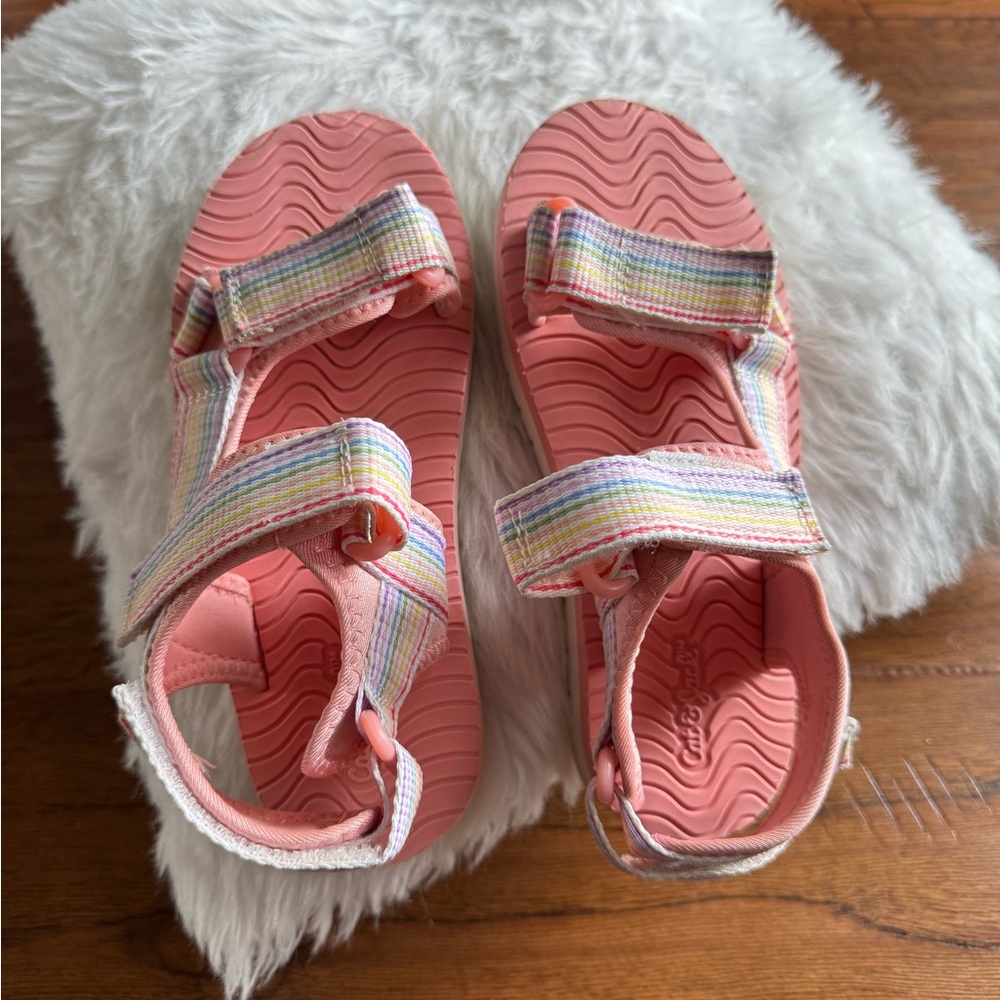 Cat & Jack Pink‎ Strips Velcro Sandals